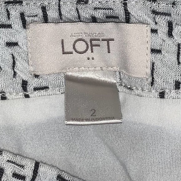Ann Taylor Loft Skirt Women's Size 2 Off White Black Abstract Stretchy Zip Up - Picture 5 of 8